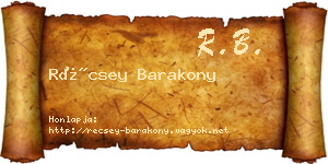 Récsey Barakony névjegykártya